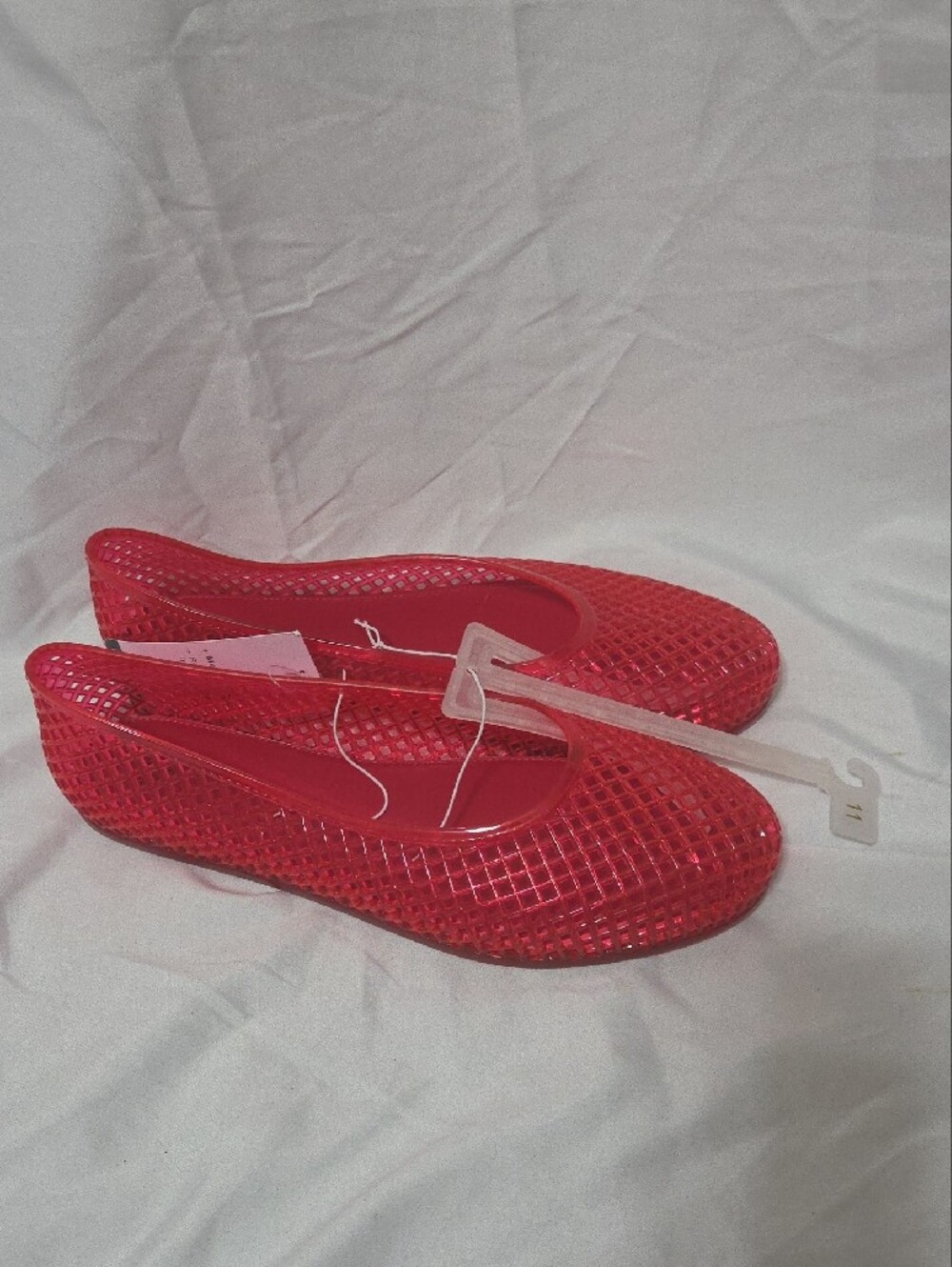 Red Woven Jelly Slip-On Flats, Jelly Shoes, Sandals, Size 11, New W/Tags - Picture 2 of 9